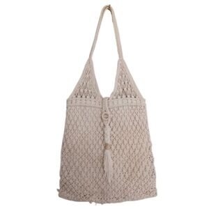 Vintage Cottagecore Elegant Cream Crochet Tote Bag Arm Bag Shoulder Purse